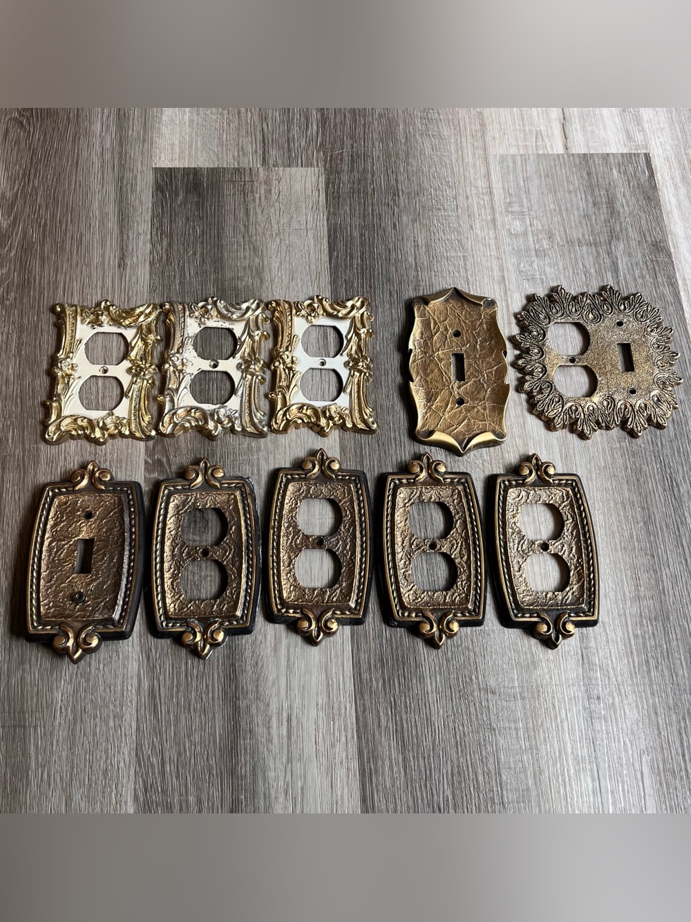 Vintage ornate gold light switch covers